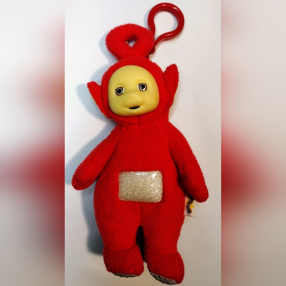 Teletubbies Laa Laa Avon Coin Purse Keychain Stuffed Red Yellow Zip Plush 1999